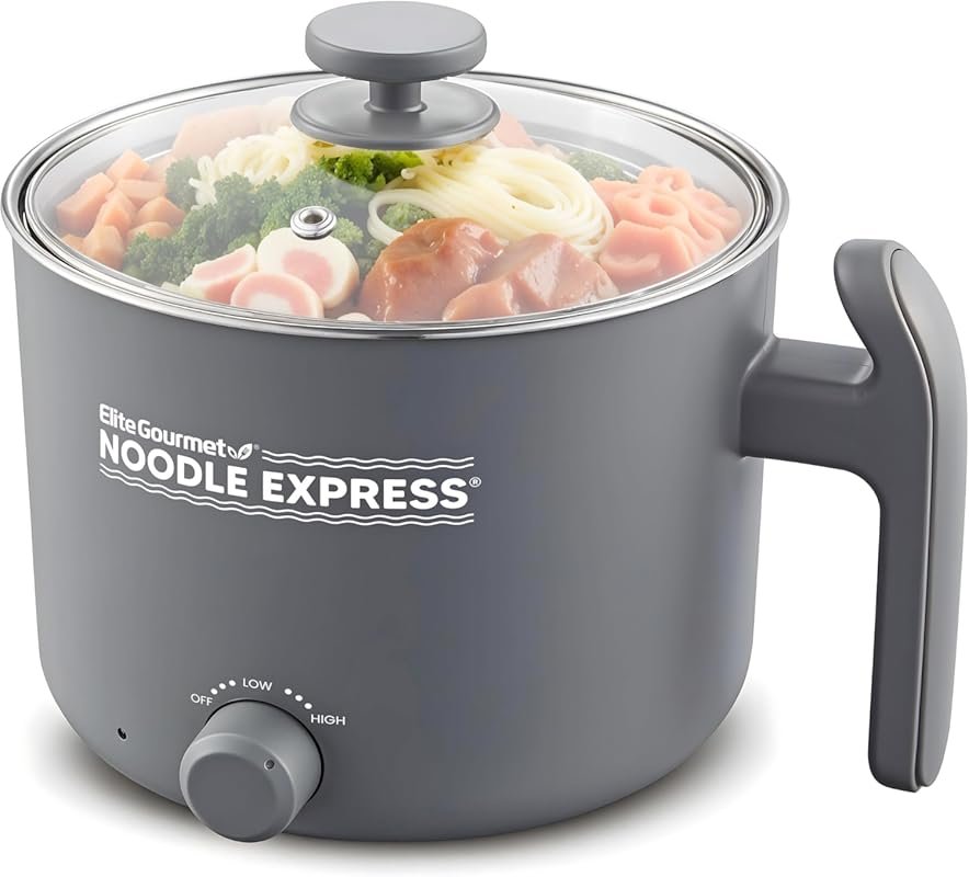 Elite Gourmet NOODLE EXPRESS™ Hot Pot for Ramen, Soups & Stews with Gl