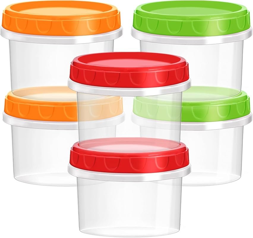 TOFLEN 6-Pack 8 oz Reusable Freezer Safe Leakproof Plastic Containers 
