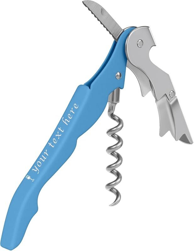 Stainless Steel Custom Wine Key with Foil Cutter & Double Hinged Corks