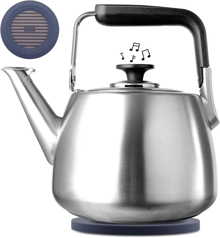Large Capacity Whistling Stovetop Teapot, Thick Body, Fast Heat, Durab