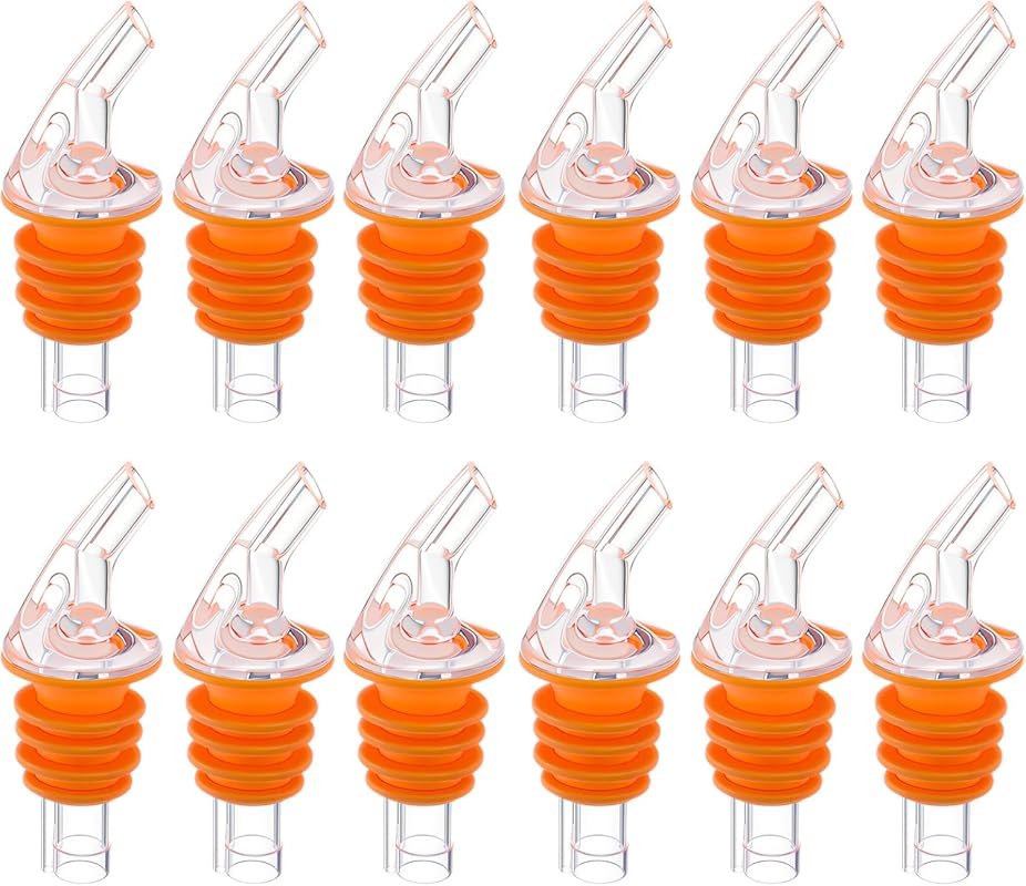 1 Dozen Large Amber Cork Pour Spouts for 750ml–1.75L Bottles, Orange B