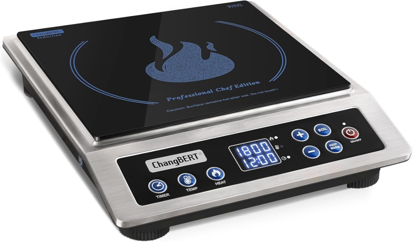 ChangBERT Professional Chef Edition Induction Burner, 1800W, Schott Gl