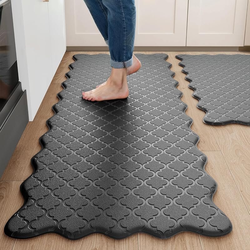 Arenarug Upgrade Scalloped Anti Fatigue Mats – 2PC Cushioned Waterproo