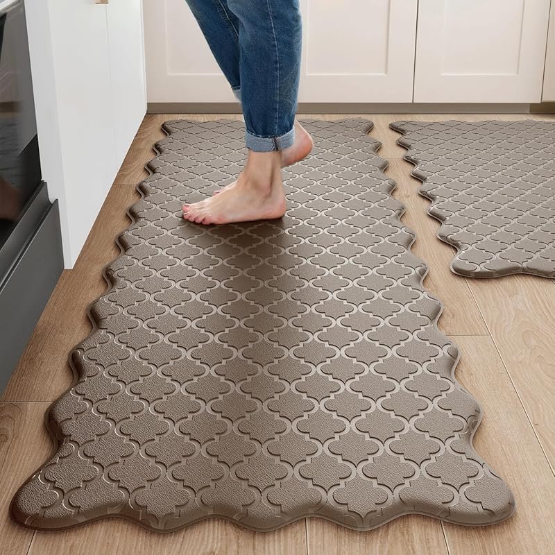 Arenarug Scalloped Embossed Anti Fatigue Kitchen Mats, Waterproof Wash
