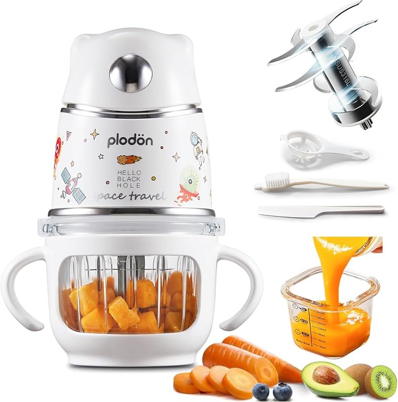 Baby Food Maker with 316 Stainless Steel Blades & Glass Bowl, One-Step