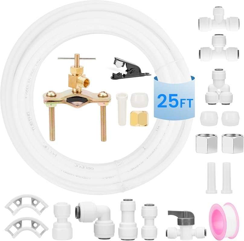 Refrigerator Ice Maker Water Line Kit, 25FT 1/4