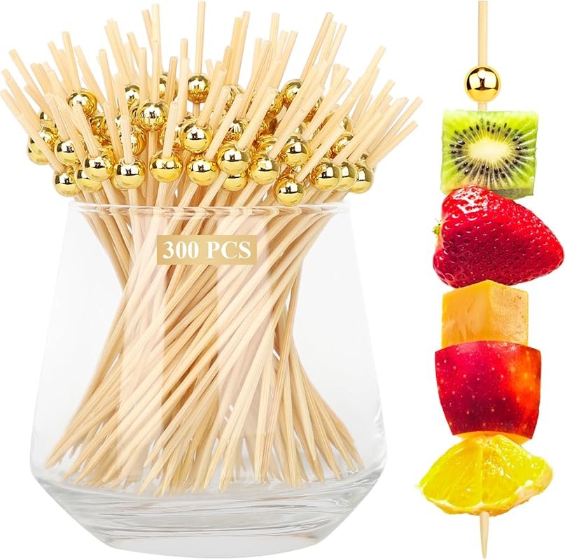 500PCS Cocktail Picks Kit – 4 Styles & 3 Sizes Bamboo Skewers