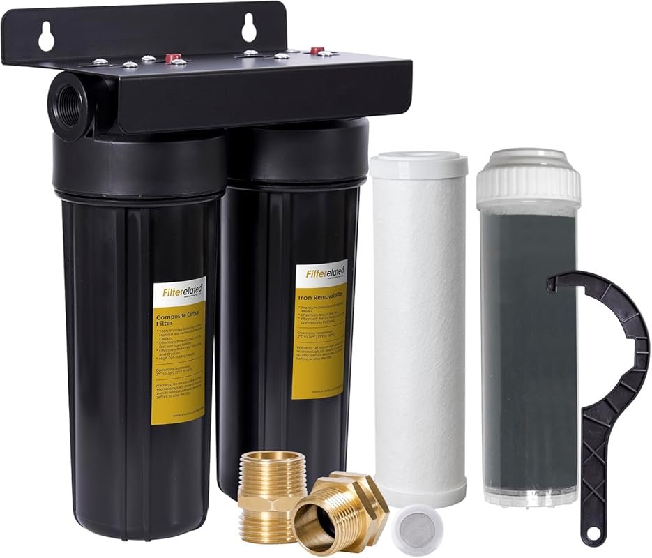 2-Stage Well Water Filter System Removes Iron, Sediment, Chlorine & Od