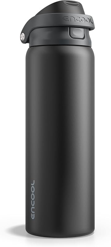 ENCOOL 24 oz Leakproof Insulated Water Bottle with Dual Sip Design, Ke
