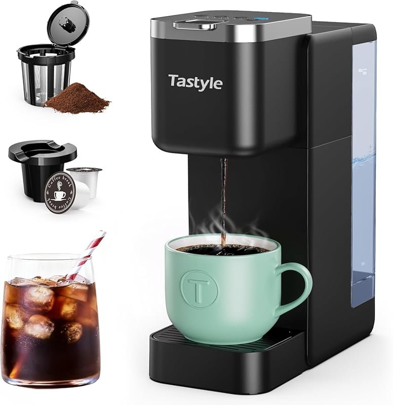 Tastyle Single Serve Coffee Maker for K-Cup & Grounds, Iced & Hot Coff