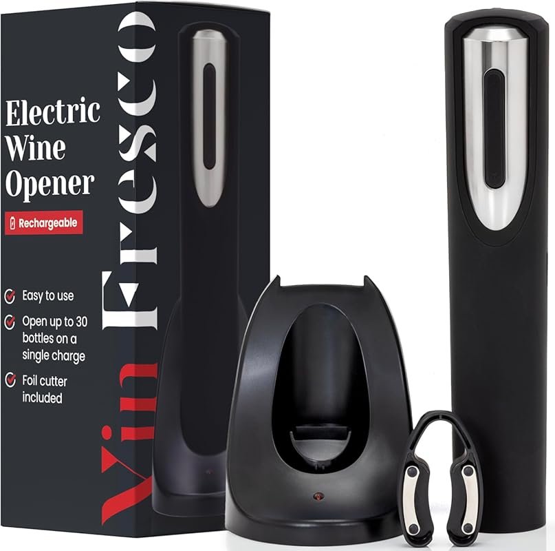 Rechargeable Electric Wine Bottle Opener with Charging Base & Foil Cut