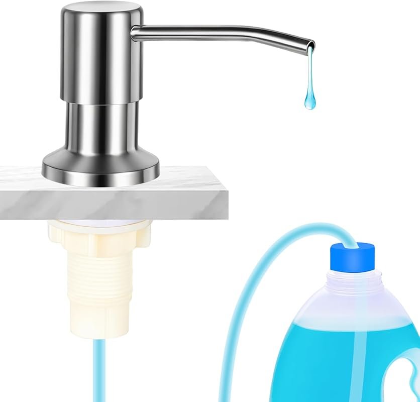 Upgrade Brushed Nickel Built-in Sink Soap Dispenser with 47