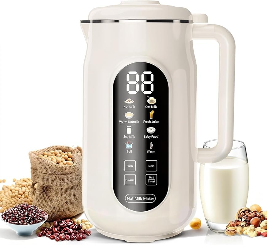10-in-1 Nut Milk Maker, 42oz, LED Touch Screen, Self-Cleaning, Delay S