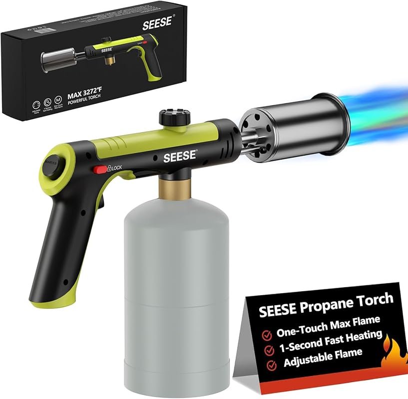 Powerful Propane Torch with One-Touch Max Fire & Safety Lock for Sous 