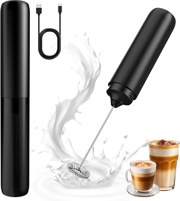 Rechargeable Handheld Coffee Frother Wand with Cover for Smoothie & La