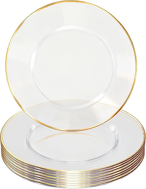 Clear Charger Plates with Gold Rim – 13
