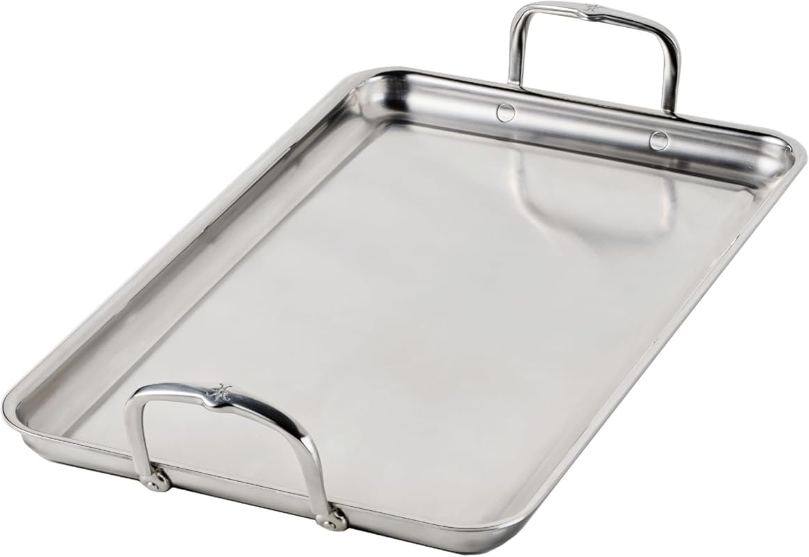 Hestan Provisions Tri-Ply Stainless Steel Double Burner Griddle, 21x13
