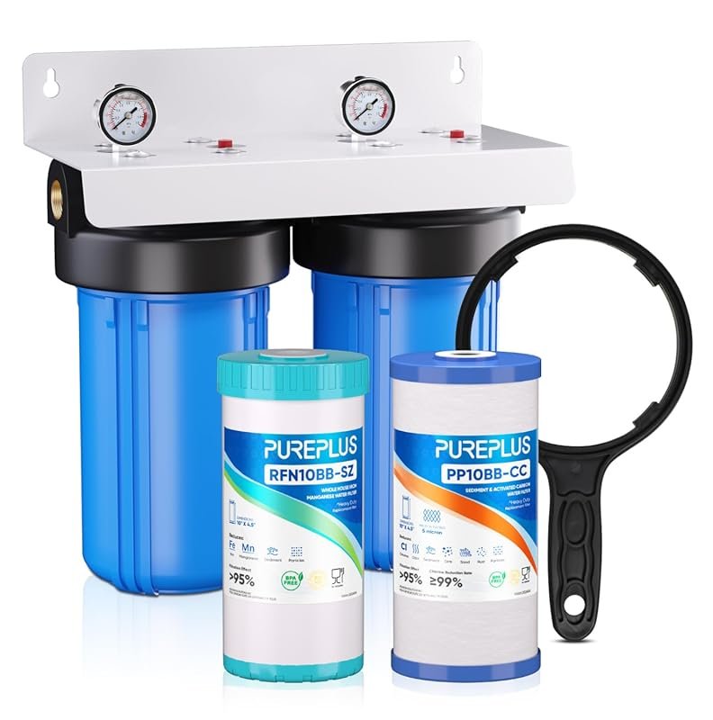 PUREPLUS 2-Stage Whole House Water Filtration System with RFN Iron Fil