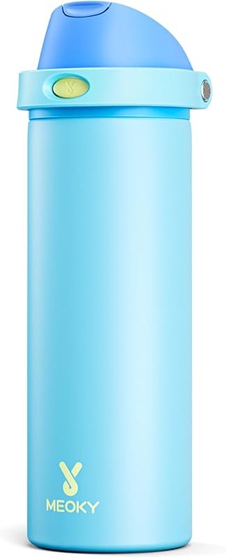 Meoky 24 oz Insulated Water Bottle with 2-in-1 Lid, Keeps Cold 24H, Fits Car Cup Holder for Men & Women