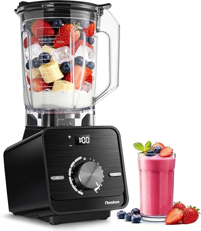 3.5HP Heavy Duty Blender 56oz Jar, 30000 RPM, 10 Speeds & 6 Presets fo