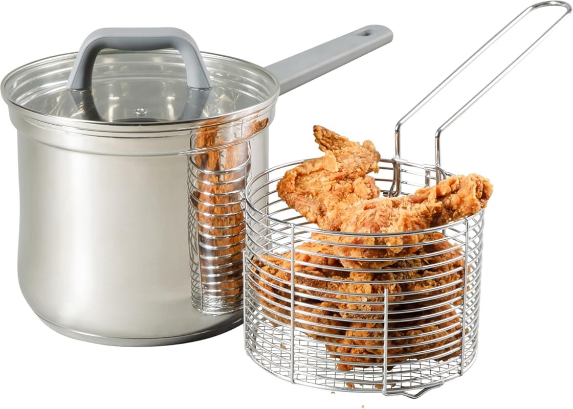 Oster Beauford 3.65 Qt Deep Fryer Pot, Induction Safe, Glass Lid & 5-P