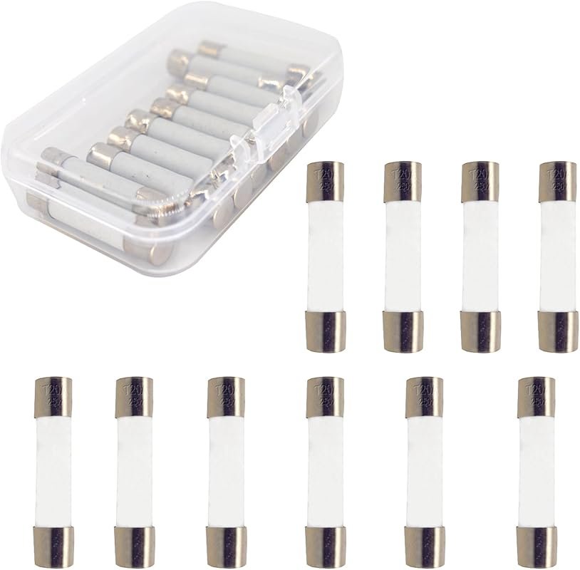 10-Pack 20A 250V Slow-Blow Ceramic Microwave Fuse – Universal for GE W
