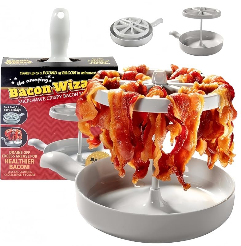 Microwave Bacon Cooker – Grease-Reduced Tray for Low-Calorie Crispy Ba