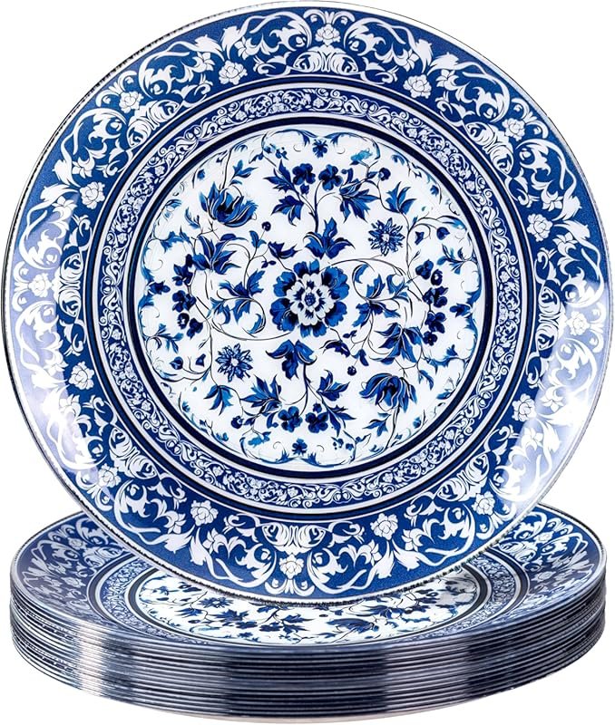Blue Floral BPA-Free Charger Plates – 13