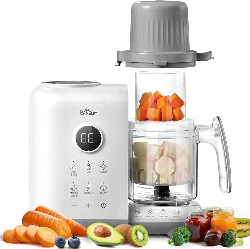Bear Baby Food Maker with Dual-Layer Steam Baskets, Auto Grinding & St