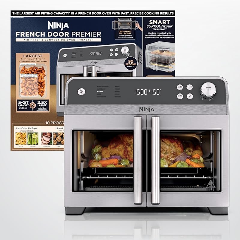 Ninja French Door Premier Air Fry Oven, 10-in-1, 20.3-qt Capacity, 5-q