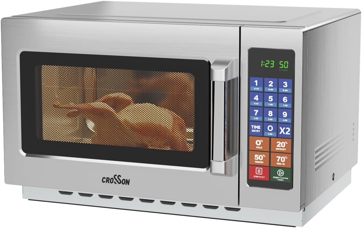 CROSSON Commercial Countertop Microwave, 1000W, 1.2 Cu.Ft, Touch Scree