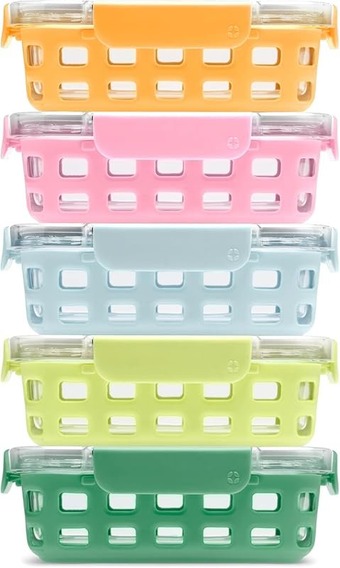 Glass Meal Prep Containers with Silicone Sleeve & Airtight Lids – Dish