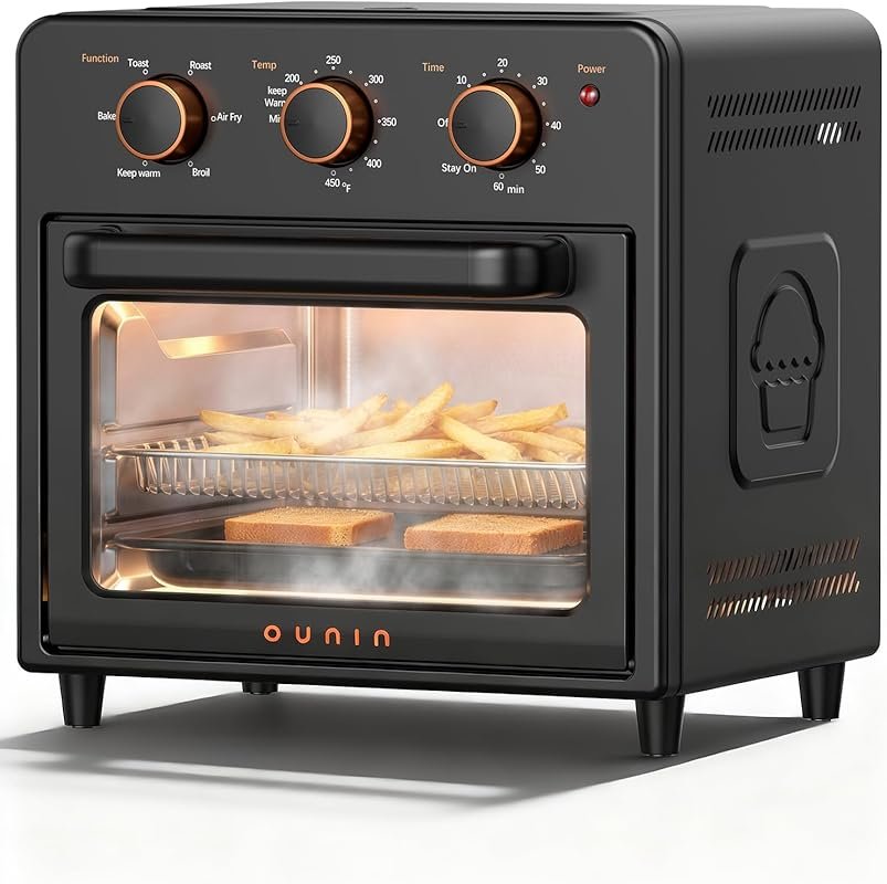 OUNIN Air Fryer Toaster Oven with Steam Infusion, 12L Compact & Fast P