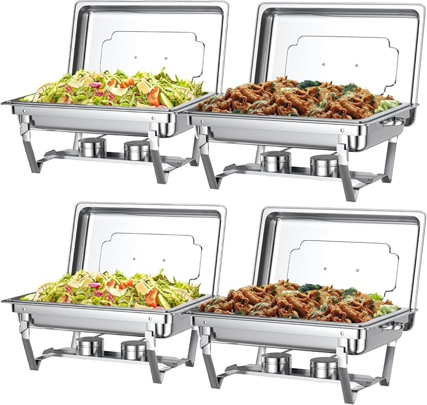Premium Chafing Dishes with Lids for Catering & Buffet Warmers – Full-