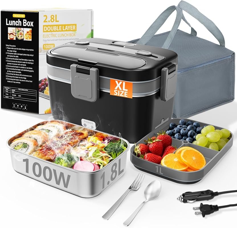 2.8L 100W Electric Lunch Box Heater – Fast Heating Portable Warmer for