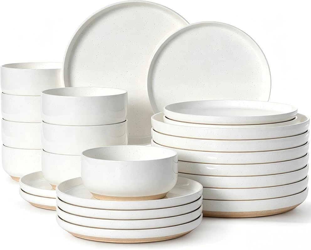 24-Piece Scratch Resistant Porcelain Ceramic Dinnerware Set for 8, Mod