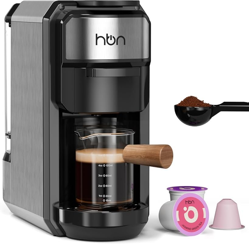 HBN 3-in-1 Coffee Maker for Nespresso, K-Cup & Ground Coffee, 19Bar On