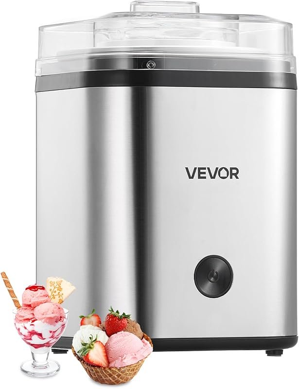 VEVOR 2.11 Qt Electric Ice Cream Maker with Stainless Steel Shell, Eas