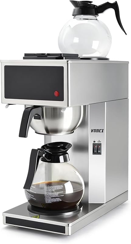 VONCI 1610W Commercial Coffee Maker with 12 Cups, 2 Glass Carafes & Wa