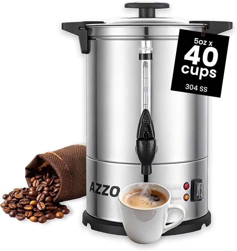 40-Cup Large Commercial Coffee Urn with Percolator, Stainless Steel Fa
