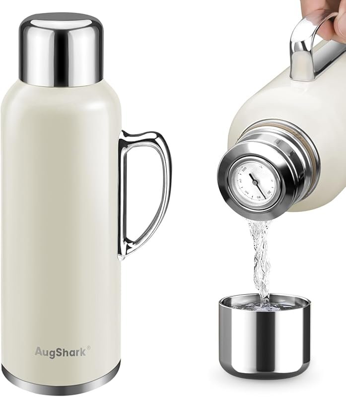 34 oz Double Wall Vacuum Insulated Water Bottle with Handle & Metal Li