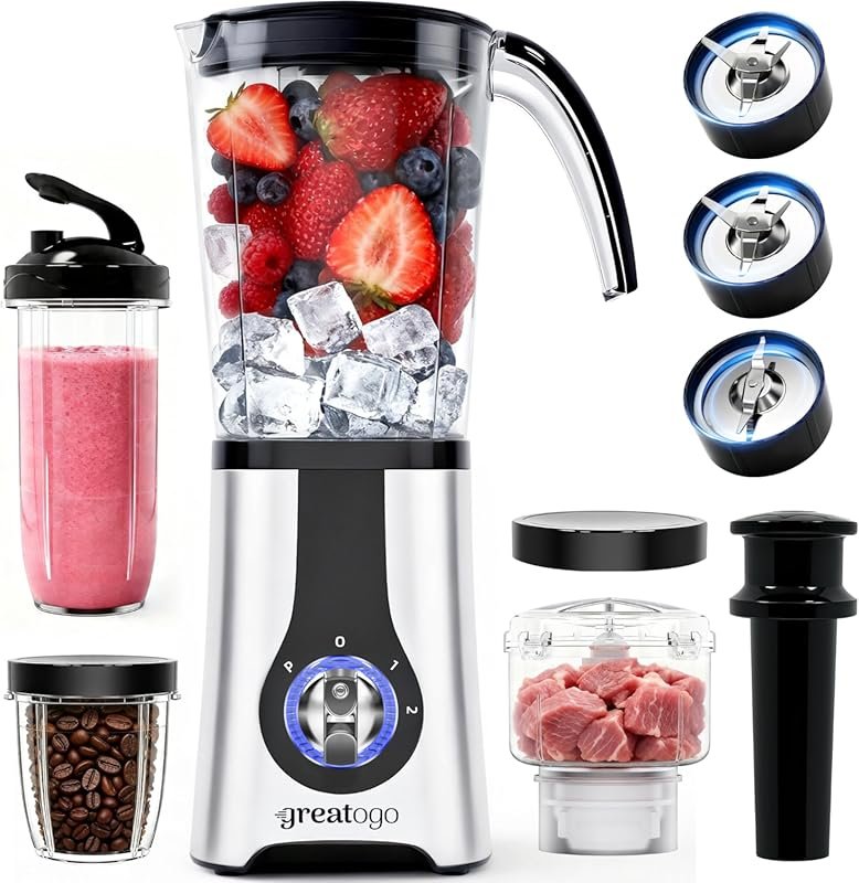 Small 4-in-1 Blender & Food Processor Combo with Multiple BPA-Free Cup