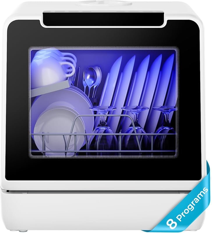 EUHOMY 8-Program Mini Dishwasher with 5L Tank, Self Clean & Baby Care 