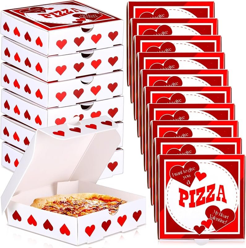 Fullhawl 50 Pcs Heart Mini Pizza Boxes, White Cardboard Cookie Boxes f