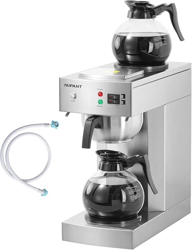 NUPANT 12-Cup Commercial Coffee Maker with Water Line & Dual Carafes