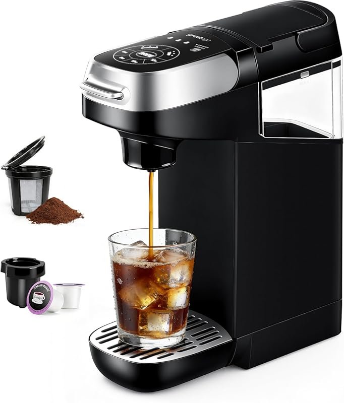 Small Single Serve Coffee Maker for K Cup & Ground Coffee, 6–12oz Brew