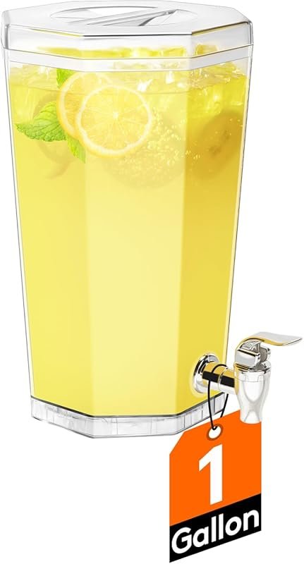 Lifewit 1 Gallon Plastic Beverage Pitcher for Beer, Cocktail & Lemonad