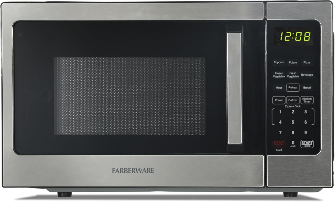 Farberware 0.9 Cu Ft 900W Microwave with Auto Settings, Defrost & Safe
