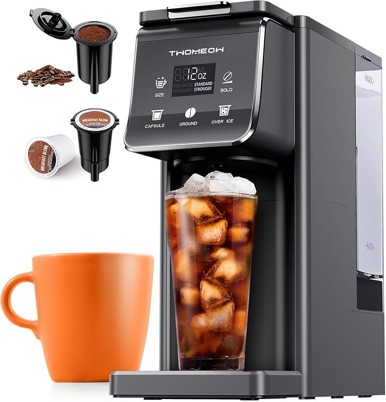 Single Serve Coffee Maker with Bold Setting, Iced & Hot, Reusable Filt