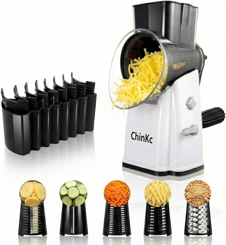 Multi-Purpose Rotary Grater with 5 Interchangeable Blades & Blade Stor